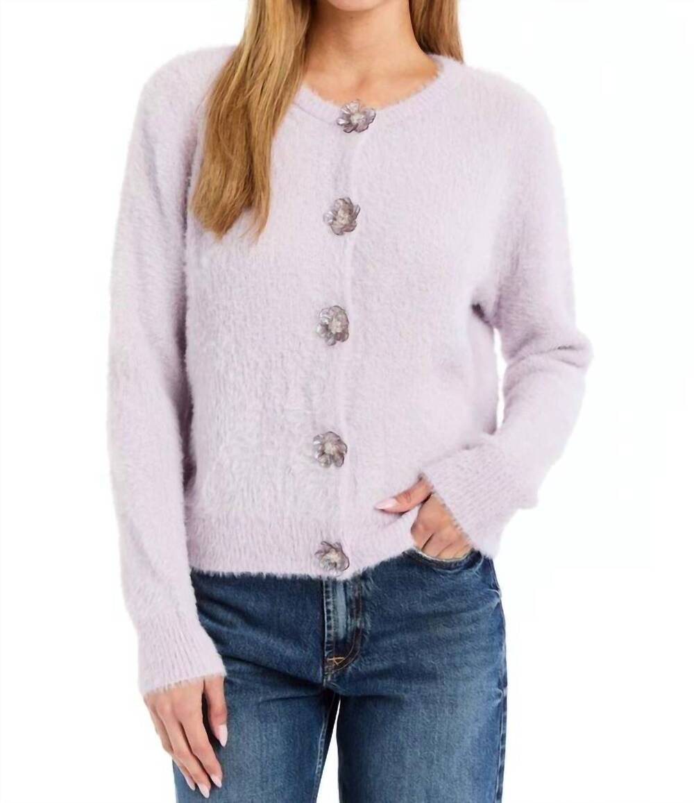 NEW DREW jaxie button front sweater in lilac